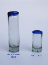 Cobalt Blue Rim 5 oz Double Tequila Shot Glasses (set of 6)